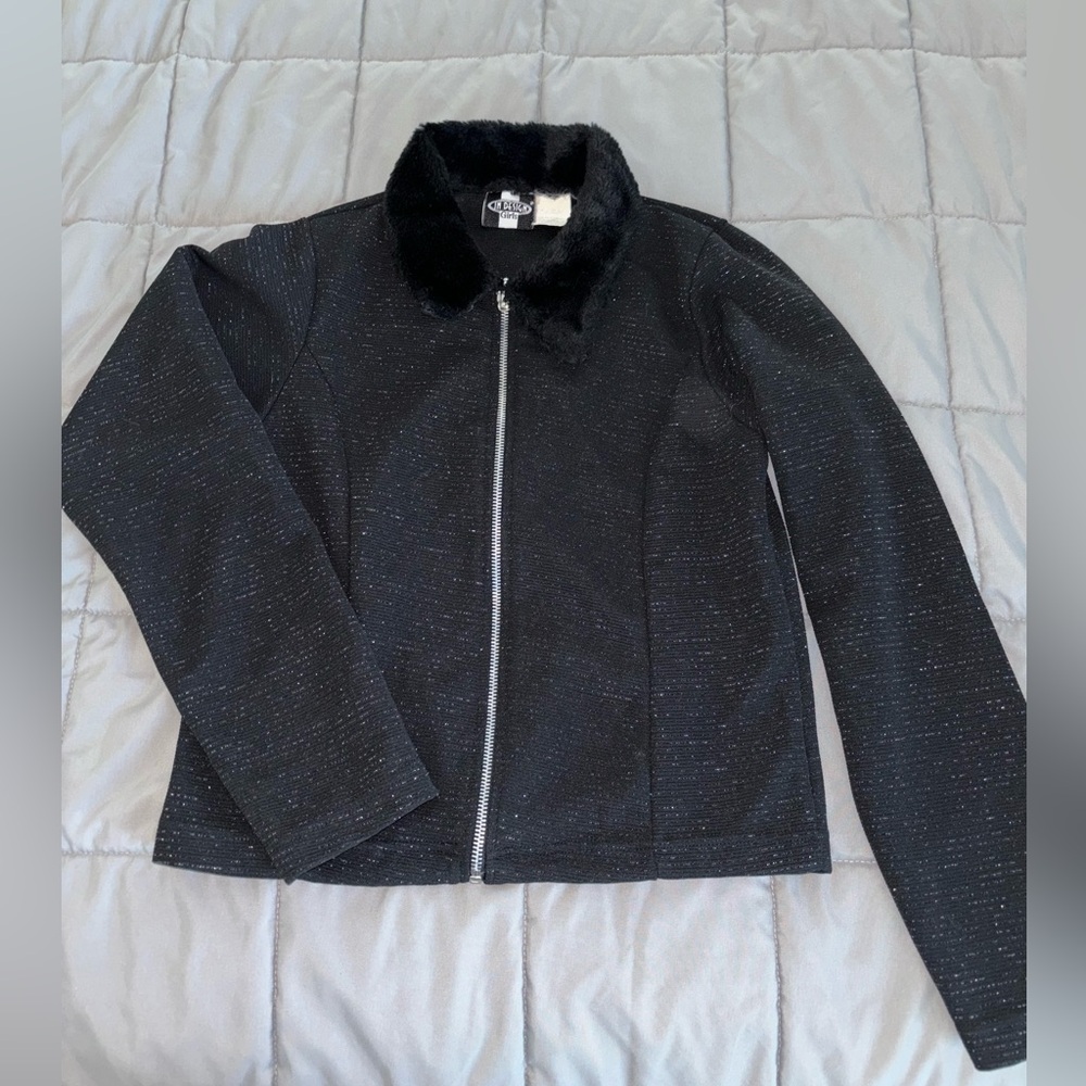Black Faux Fur Collar Jacket